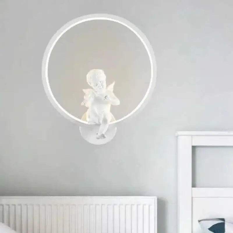 Applique Murale Ange Élégante avec Cercle Lumineux