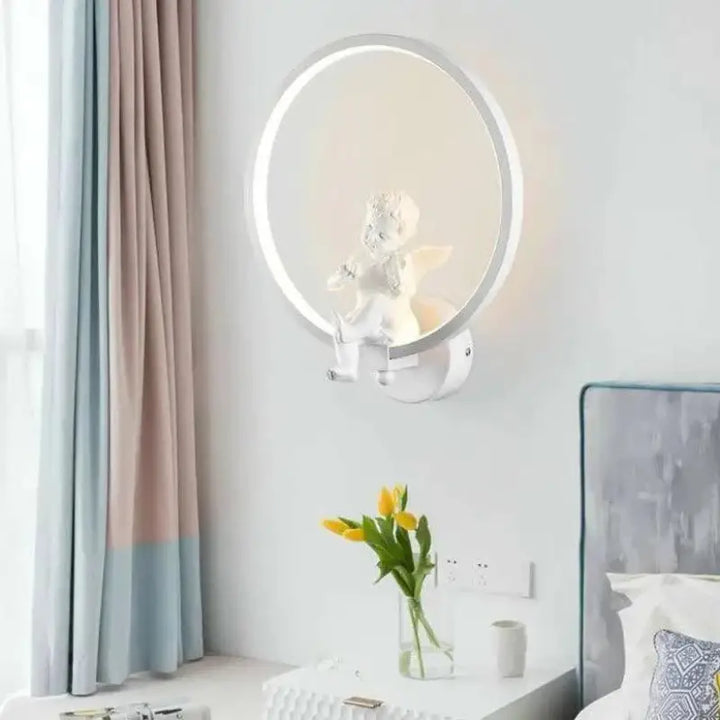 Applique Murale Ange Élégante avec Cercle Lumineux