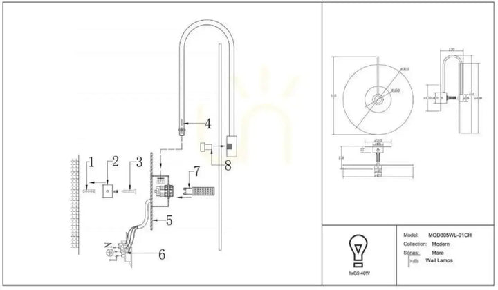1Applique murale antic avec bras doré et finition métallique au design minimaliste incurvé en verre strié