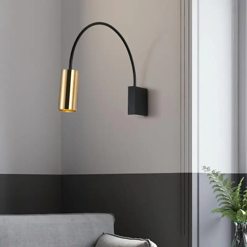Applique Murale Arc En Métal Noir Et Tête Cylindrique