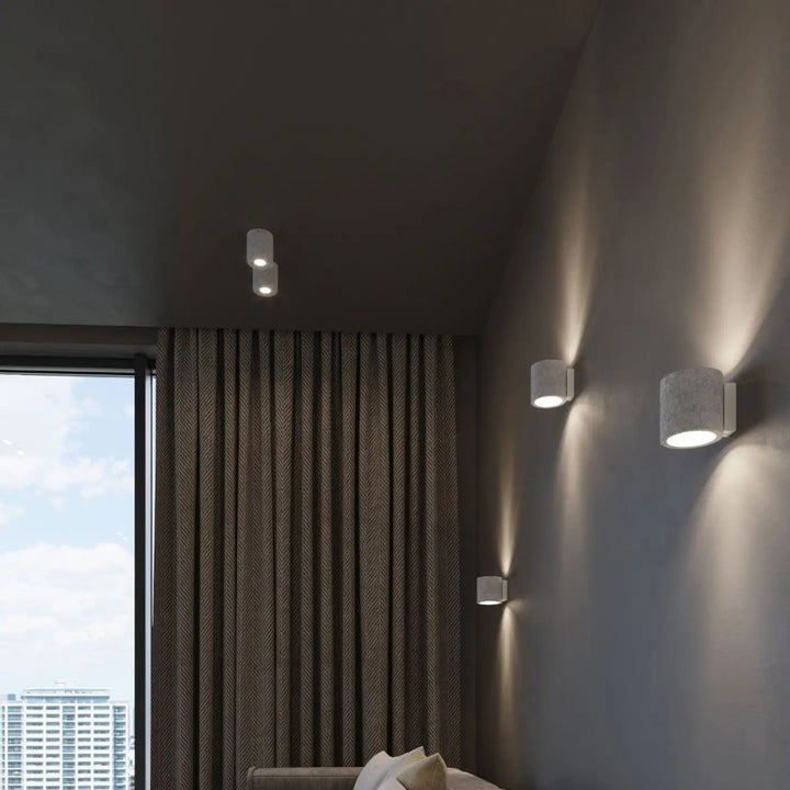 Modern kinkiet orbis beton en cylindre avec finition mate blanche et éclairage encastré pour mur contemporain