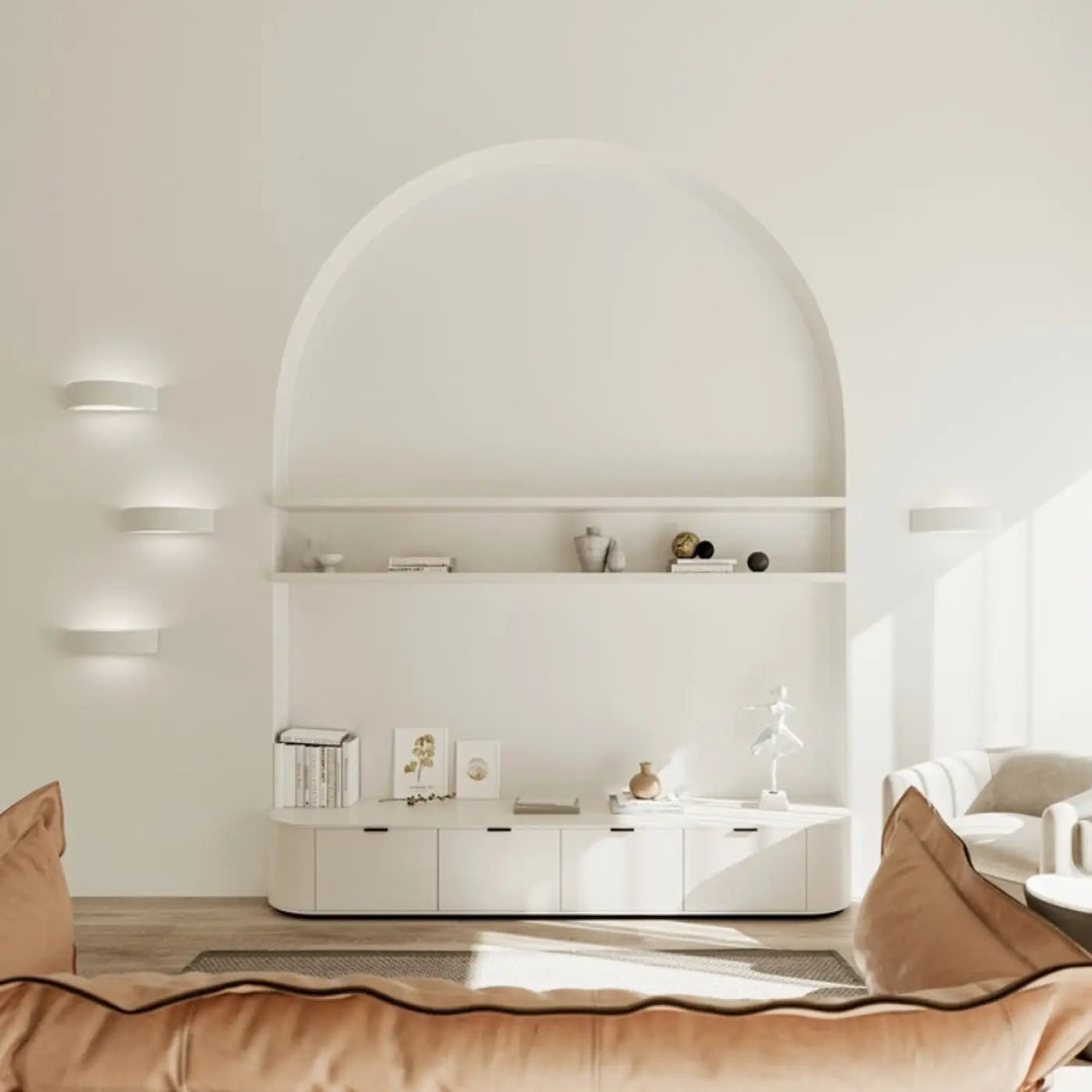 Applique murale céramique atena 20 en céramique moderne blanche avec design minimaliste et belle lumière intégrée