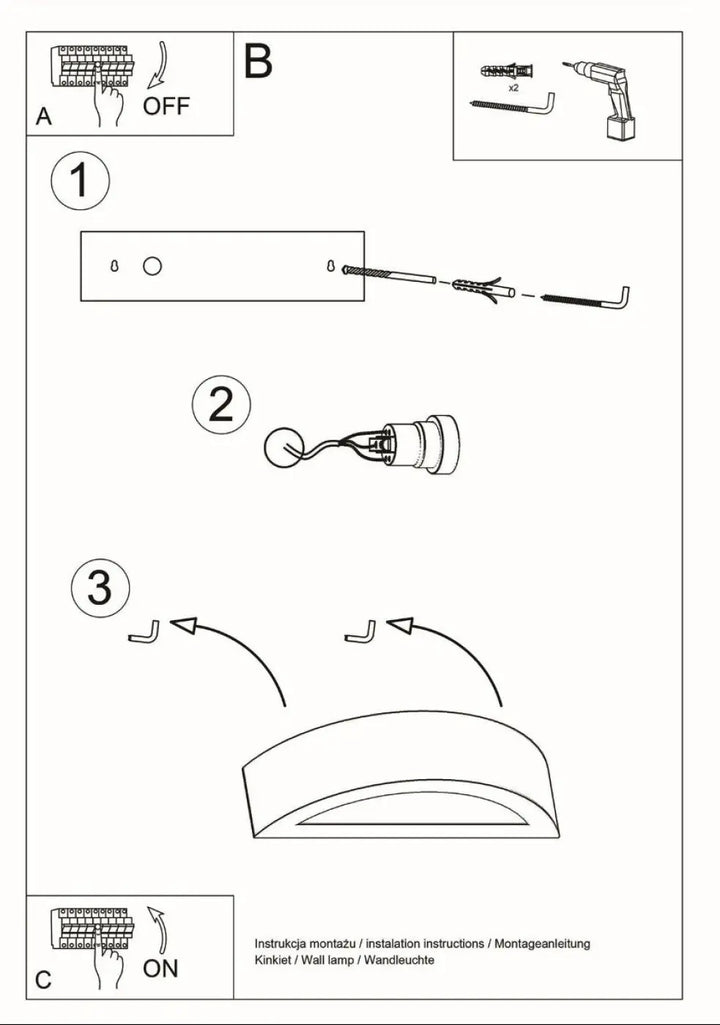 Schéma dinstallation en noir et blanc dun applique murale céramique atena 20 avec outil et lampe moderne