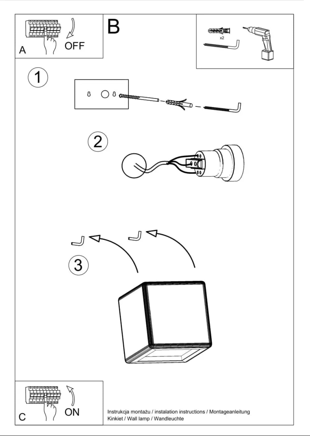 Schéma d'installation du luminaire