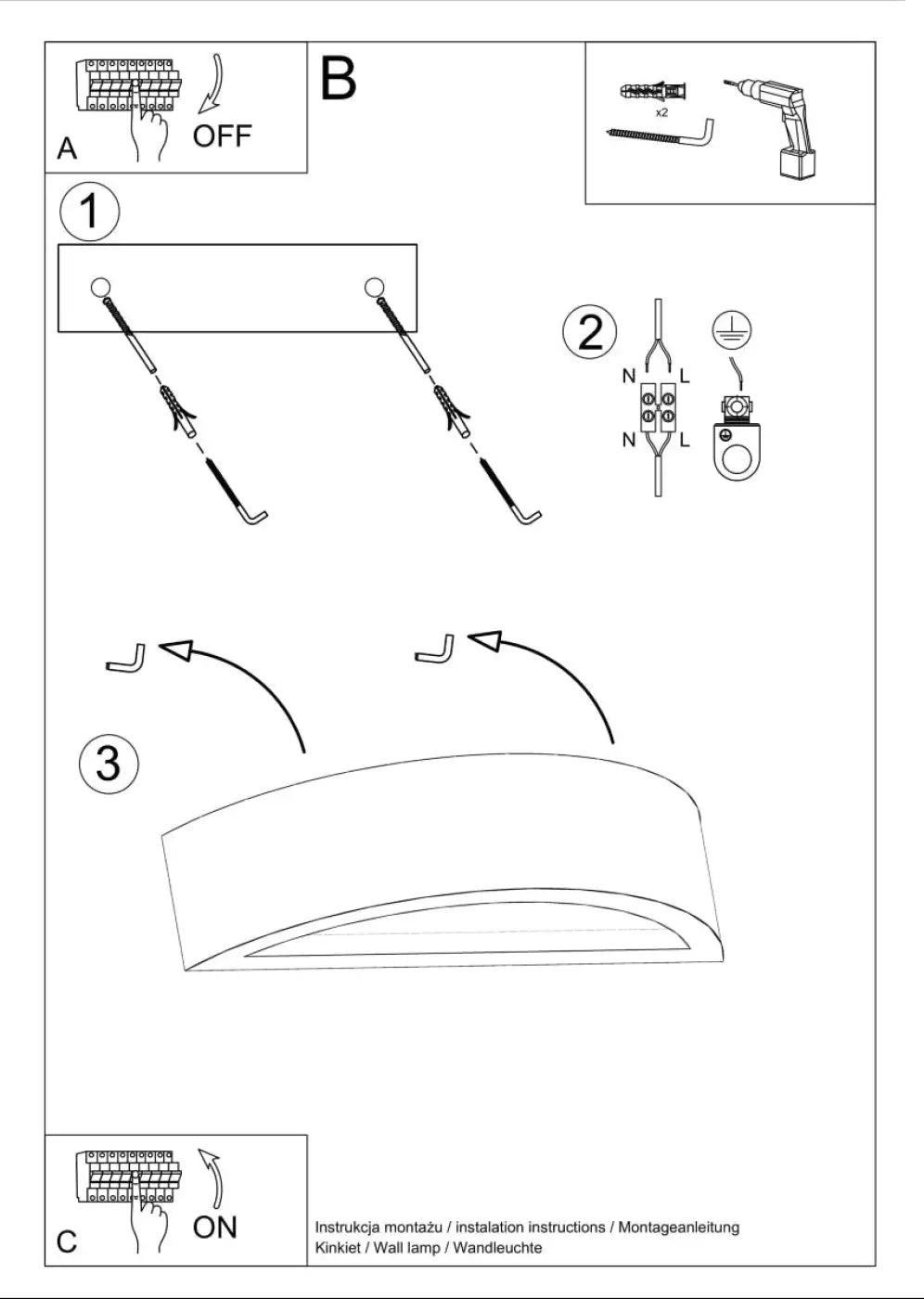 Schéma d'installation du luminaire