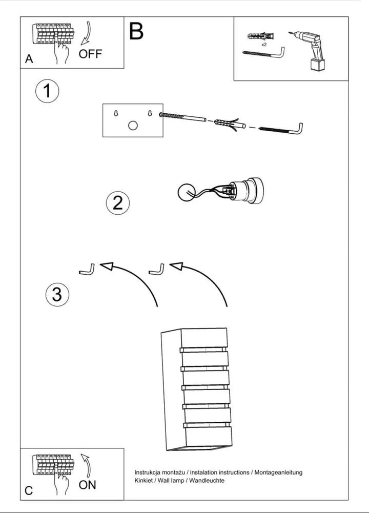 Instructions d’installation pour applique murale céramique samir avec diagrammes et outils pour une belle lumière moderne