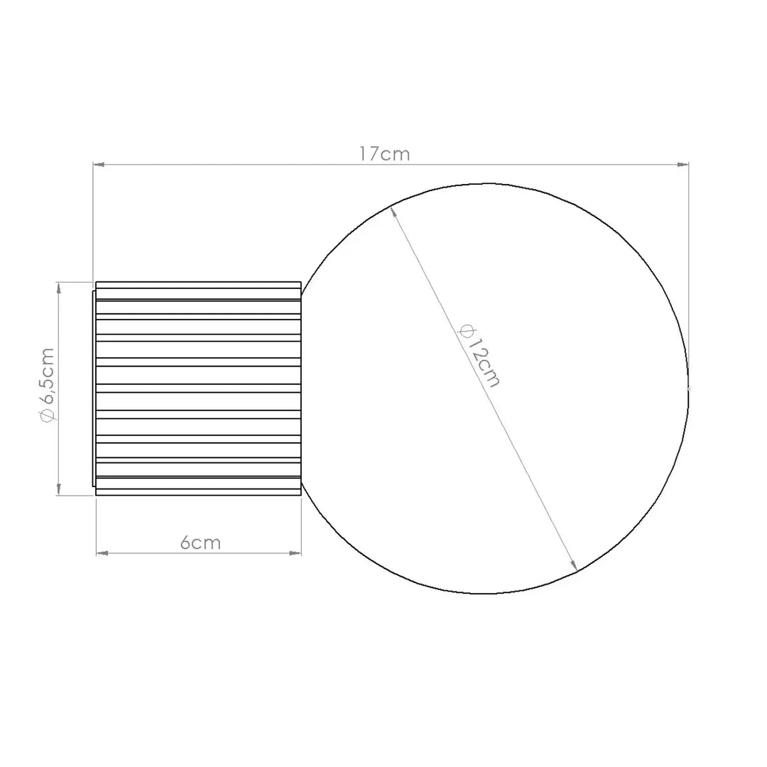Dessin technique minimaliste en noir et blanc de la lampe halo forme unique blanche avec sphère laiteuse intégrée