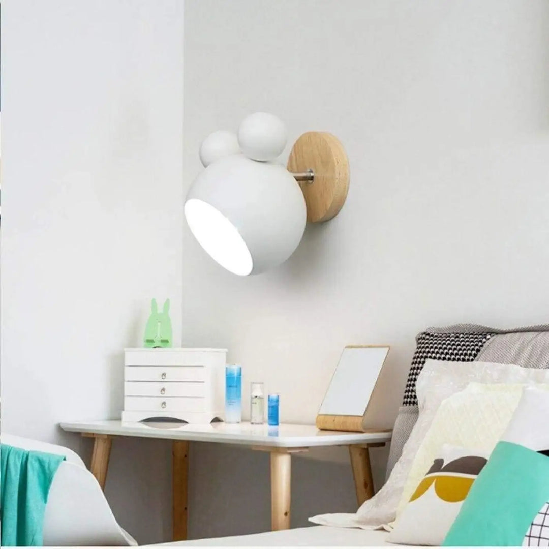 Applique Murale Bois Enfant Aluminium Visage Oreilles