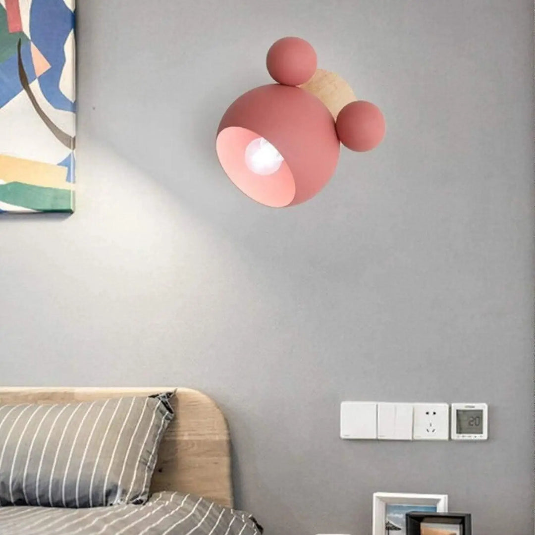 Applique Murale Bois Enfant Aluminium Visage Oreilles