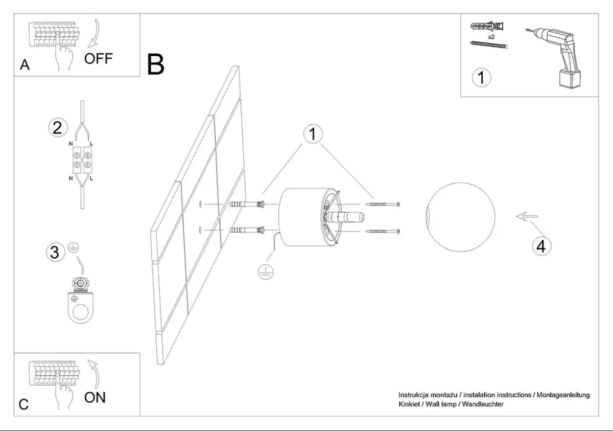 Schéma d'installation du luminaire
