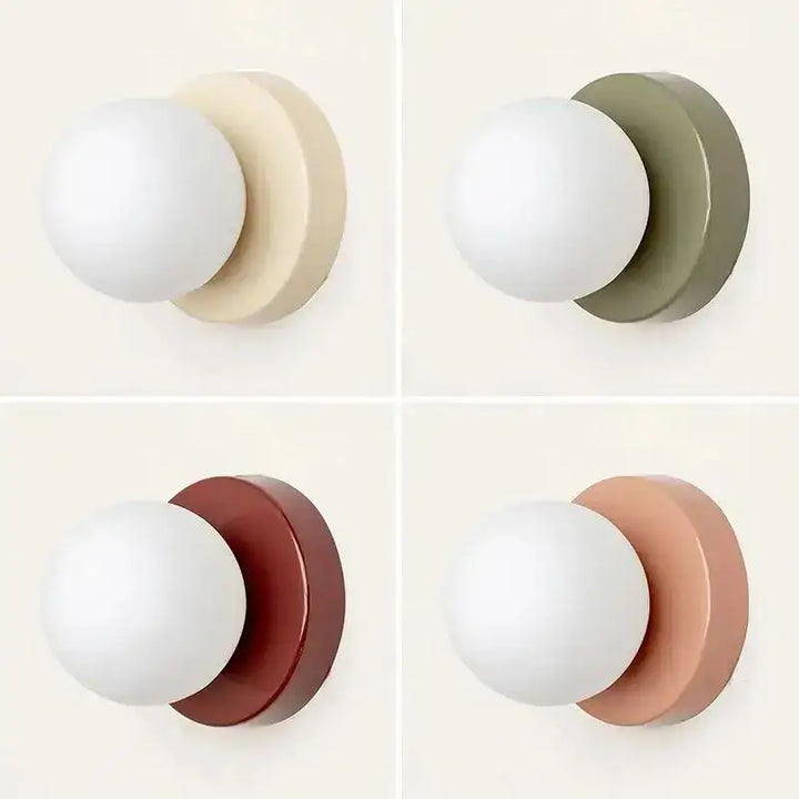 Applique Murale Boule Blanche Avec Support Coloré Design