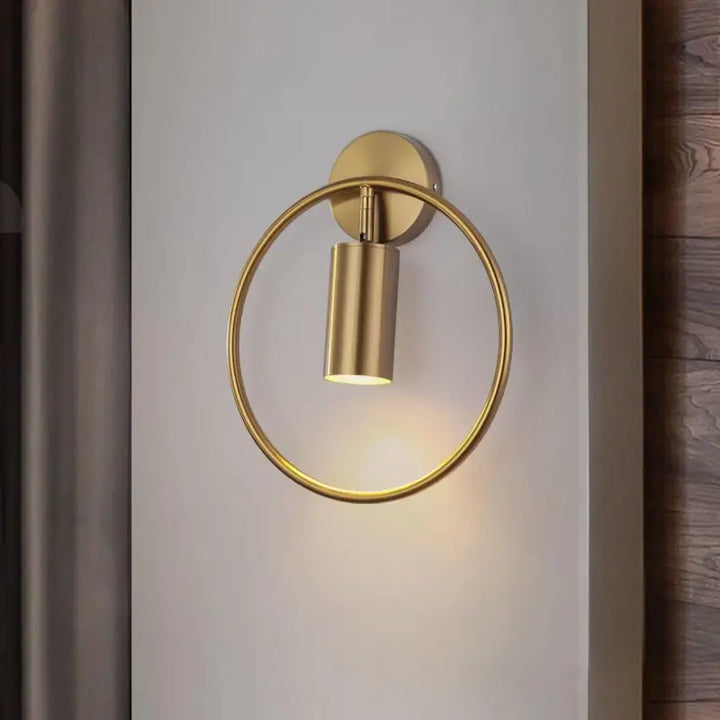 Applique Murale Bronze Doré Design Cercle Cylindre