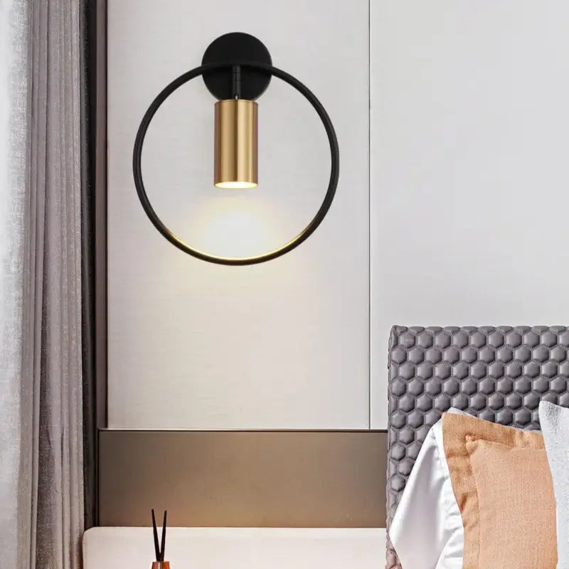 Applique Murale Bronze Doré Design Cercle Cylindre