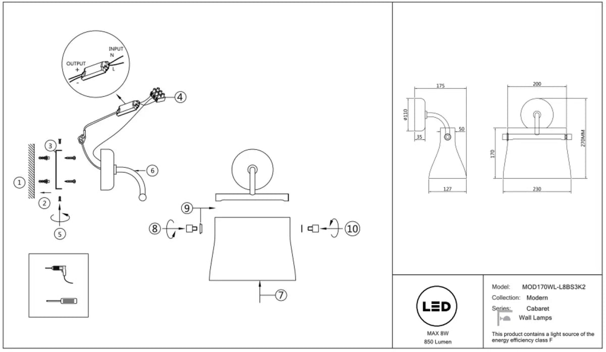 Schéma d'installation du luminaire