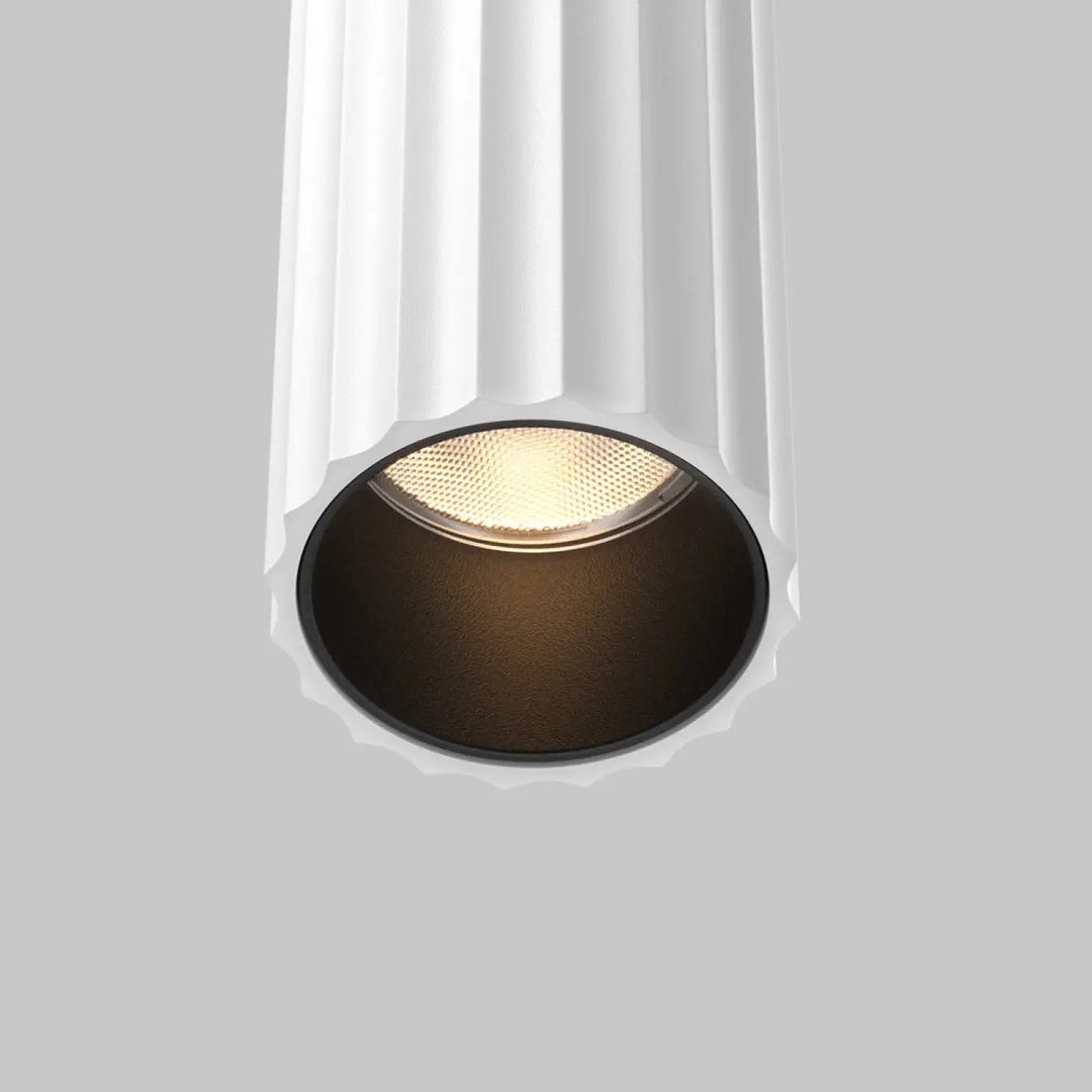 Applique murale calipso led linéaire cylindrique blanche avec base noire texturée et ampoule led chaude