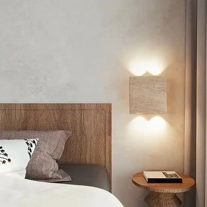 Applique murale carrée en pierre naturelle avec effet travertin