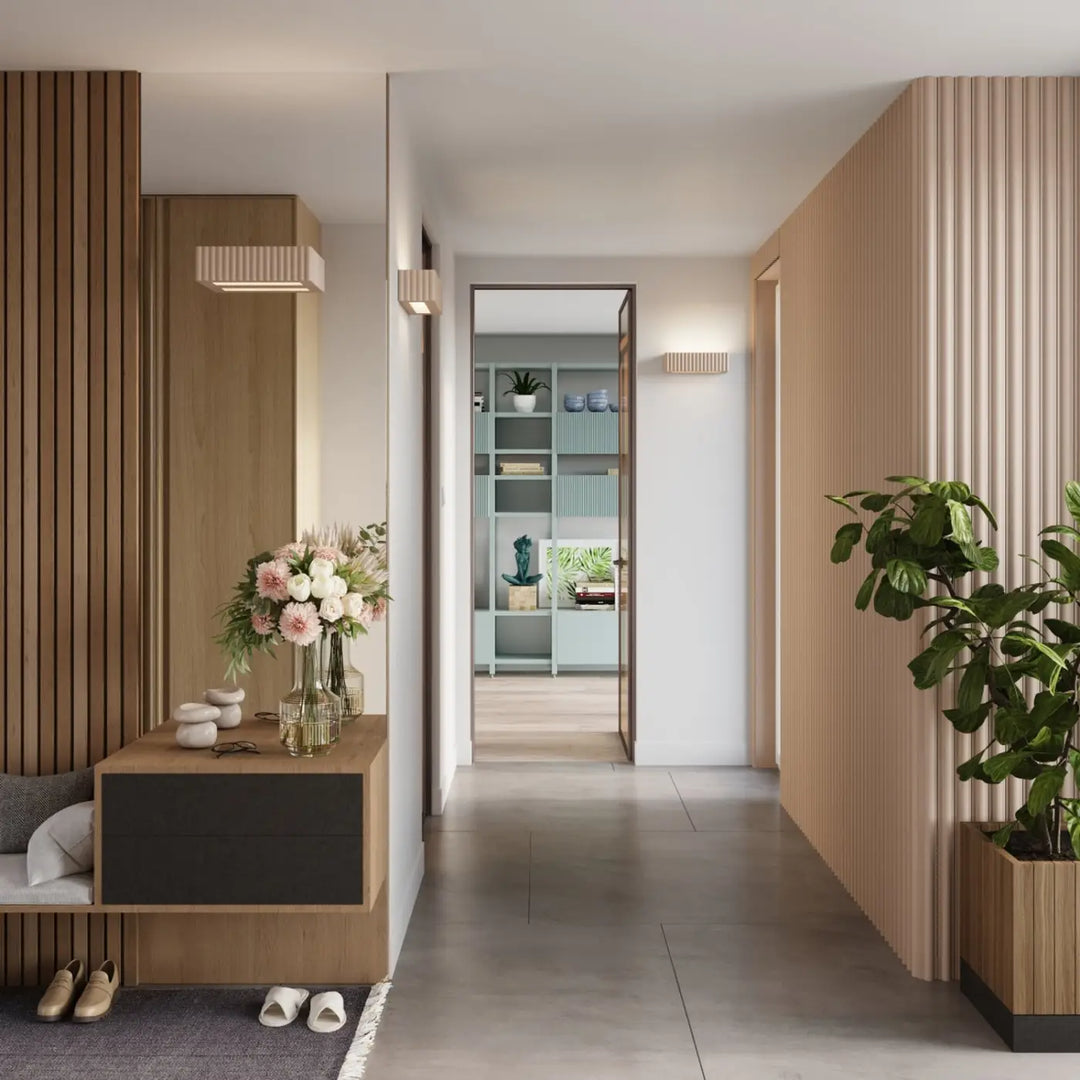 Applique murale taupe dans une entrée