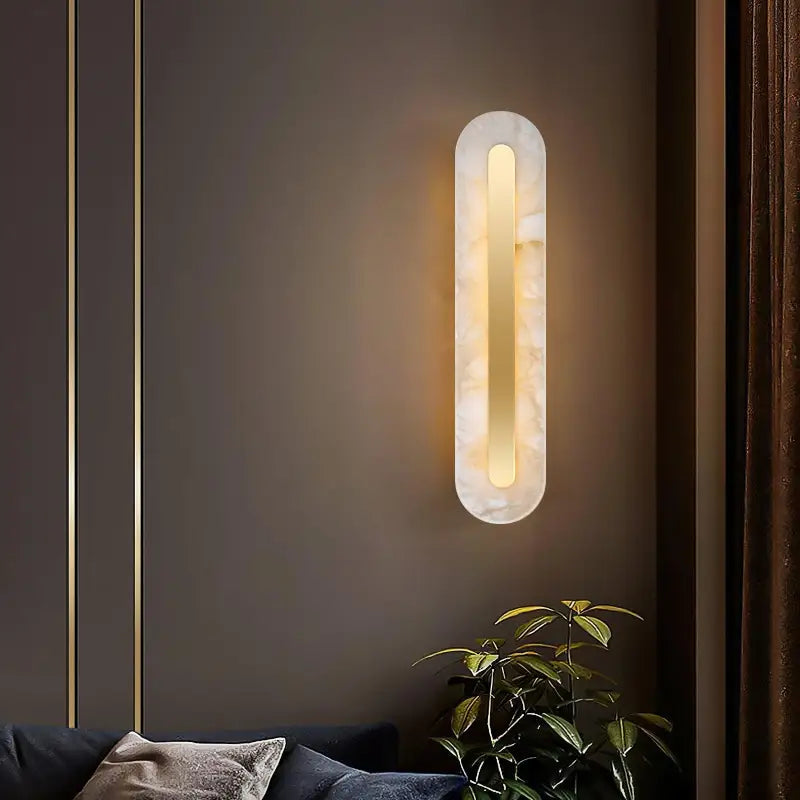 Applique Murale Chambre Tête De Lit Dorée Longue En Marbre
