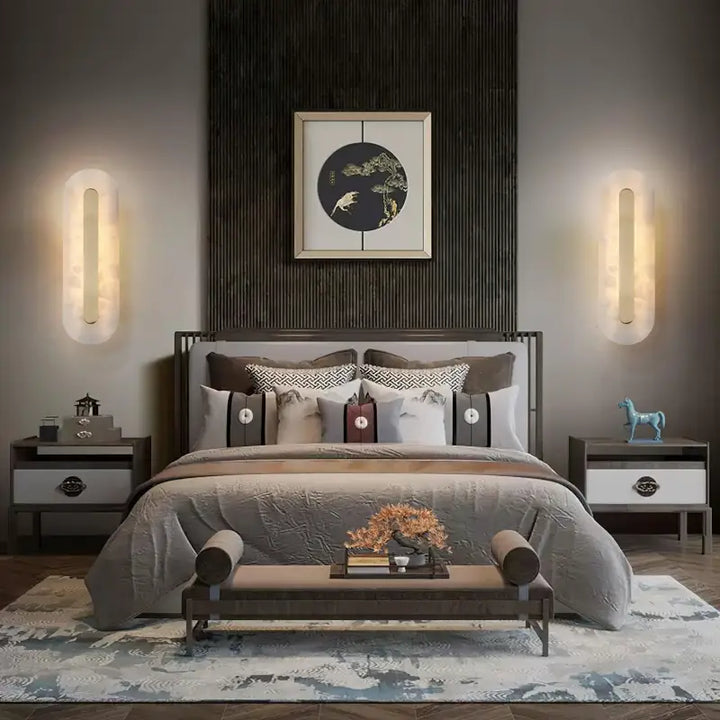 Applique Murale Chambre Tête De Lit Dorée Longue En Marbre