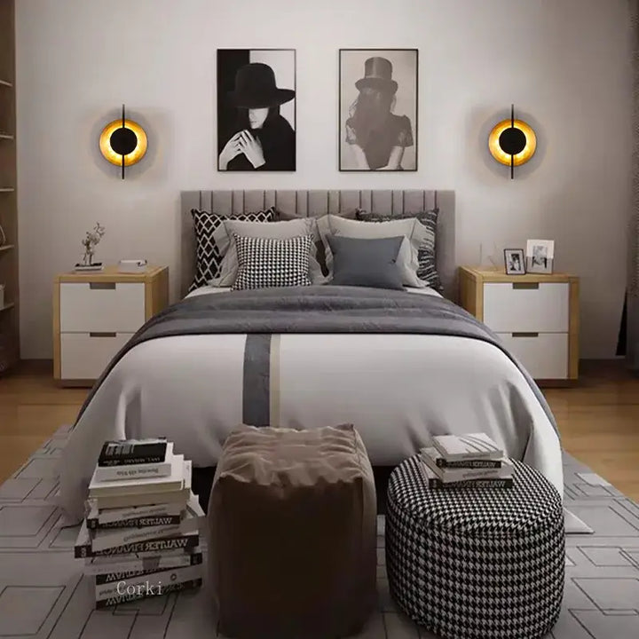 Applique murale contemporaine dorée et noire style design