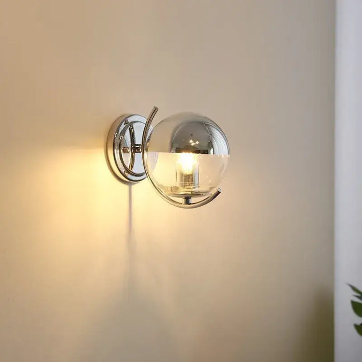 Applique Murale Globe Transparent Et Métal Argent Chic