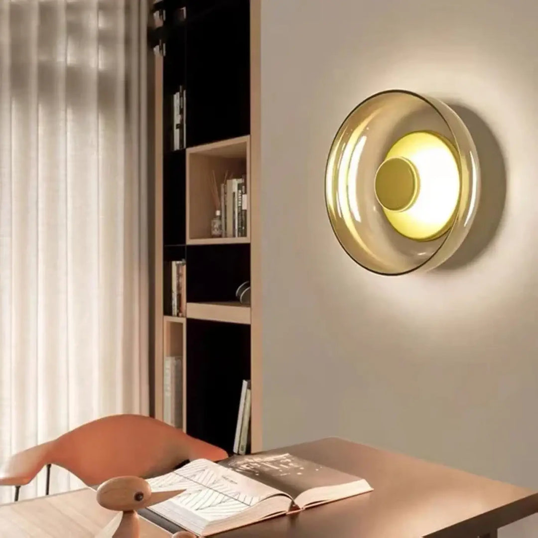 Applique murale contemporaine ronde en verre clair design moderne