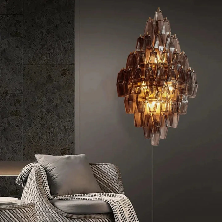Applique murale contemporaine en verre design géométrique
