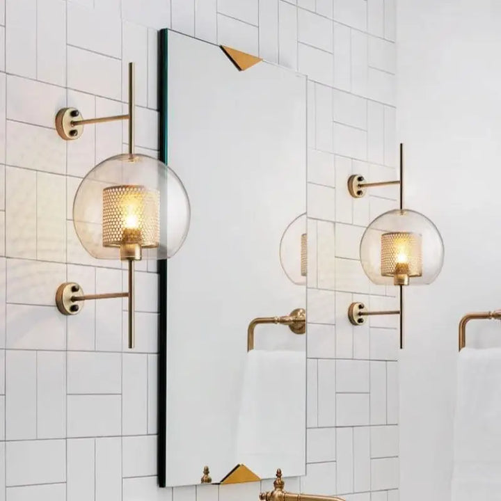 Applique Murale Cuivre Brossé En Verre Et Aluminium