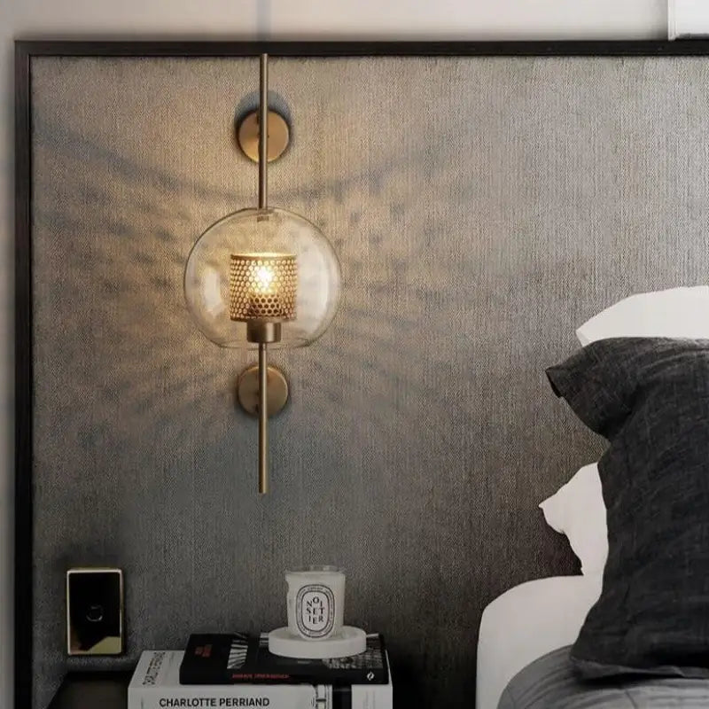 Applique Murale Cuivre Brossé En Verre Et Aluminium