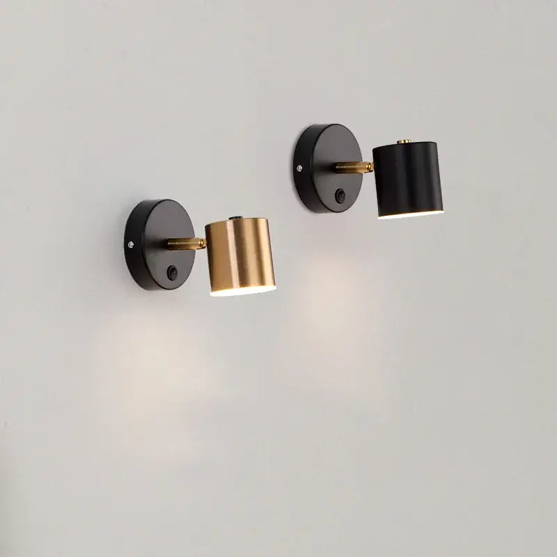 Applique Murale Cylindre Orientable Design Noir Et Doré