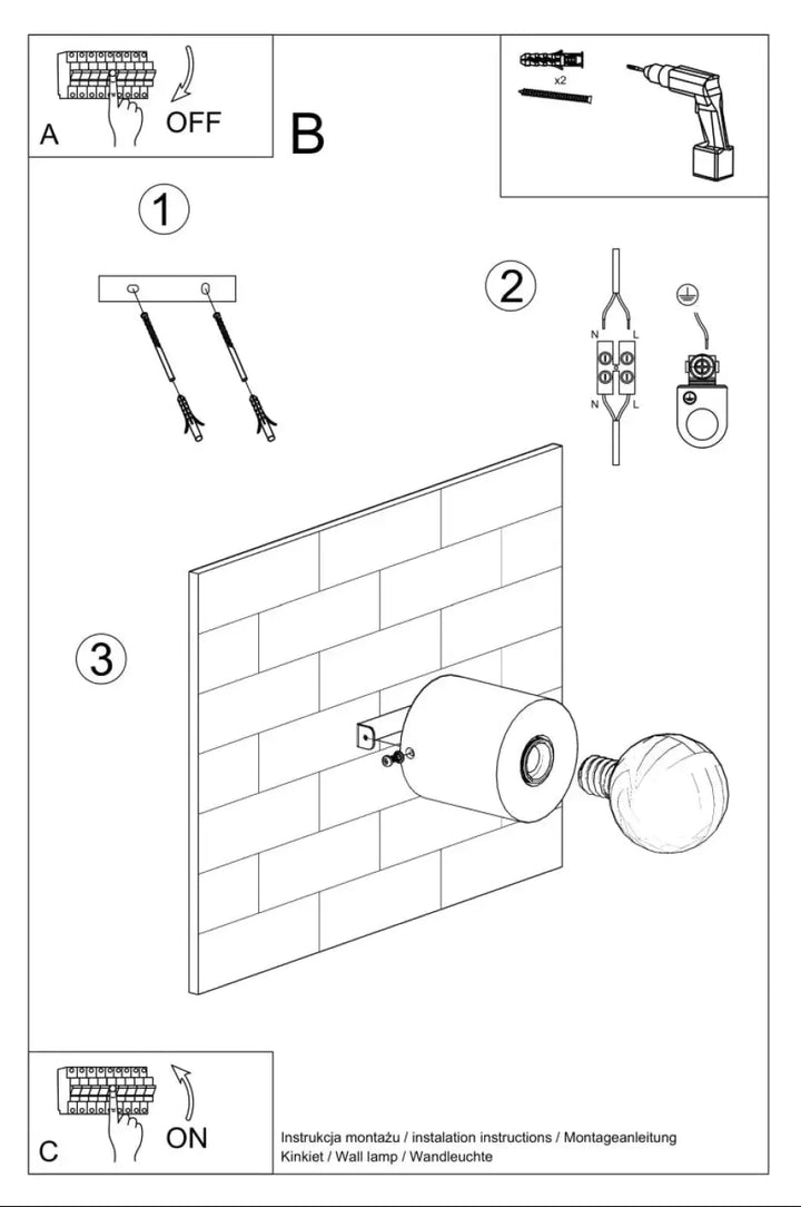 L’applique murale salgado en bois naturel avec ampoule en verre dépoli et support métallique type loft