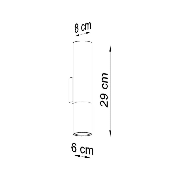 Applique murale loopez noir cuivre cylindrique 29 cm hauteur avec section supérieure 8 cm diamètre et base 6 cm diamètre