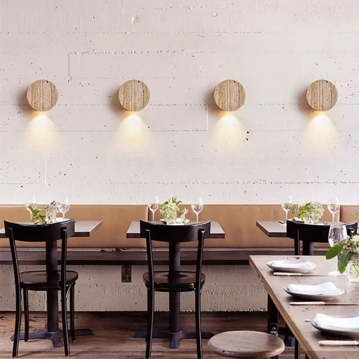 Applique murale cylindrique en travertin moderne au style naturel