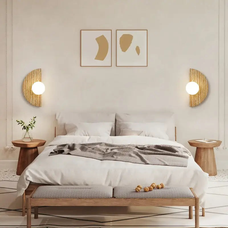 Applique Murale Demi-Cercle En Travertin Et Verre

