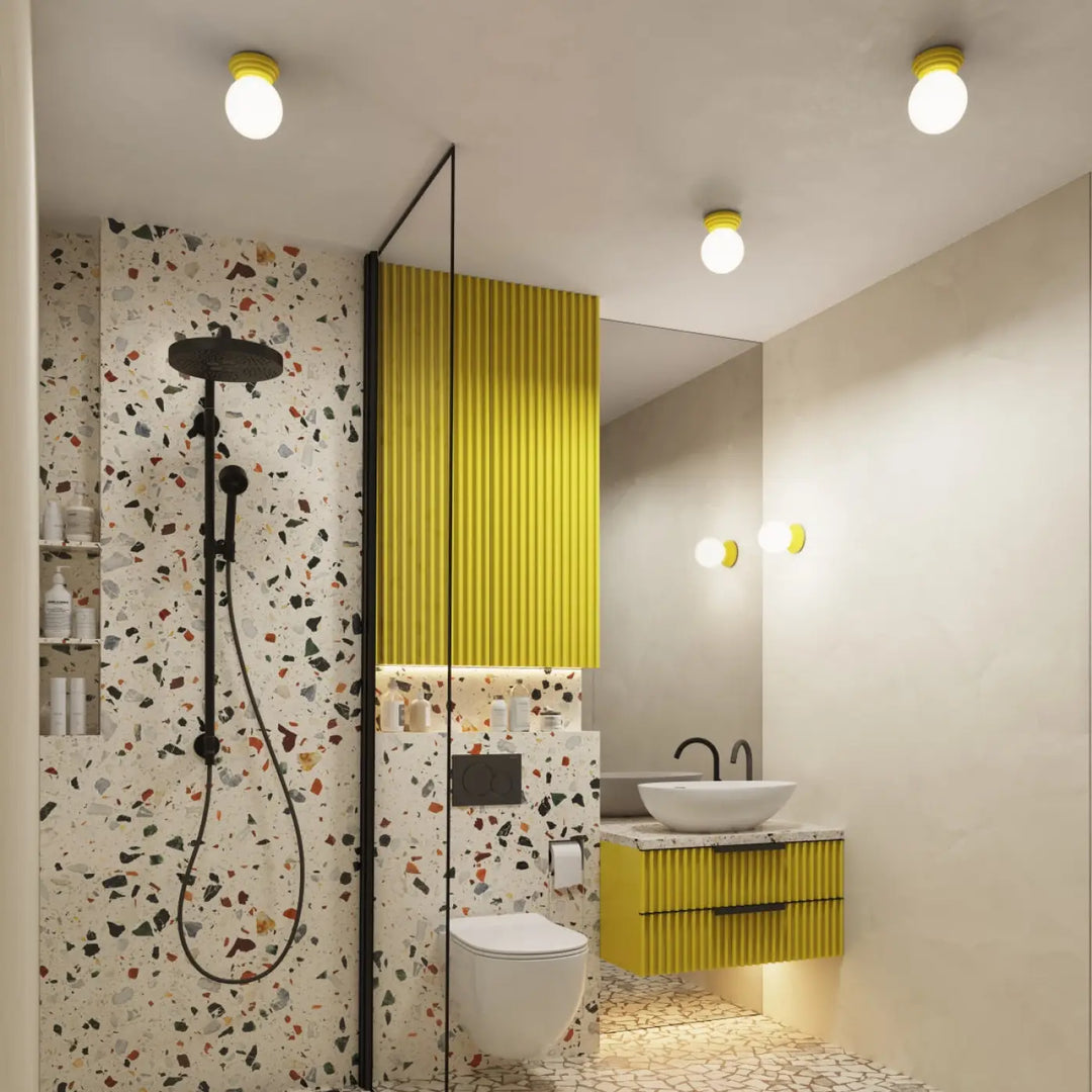 Applique murale jaune zori avec lames verticales et éclairage sous meuble pour une belle décoration avec qualités esthétiques