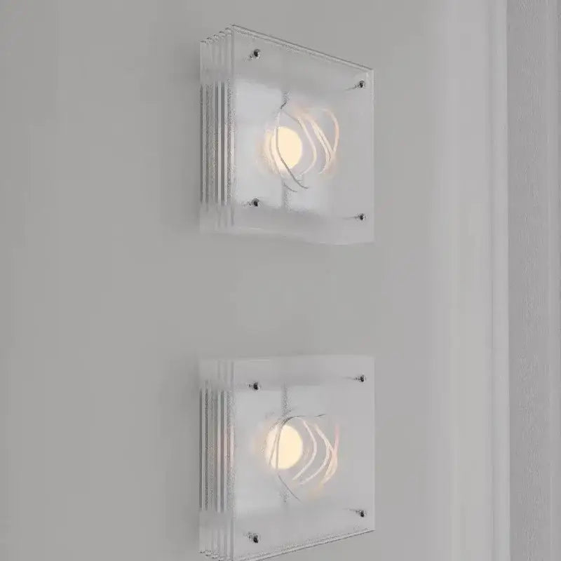 Applique design carrée en verre transparent beige élégante