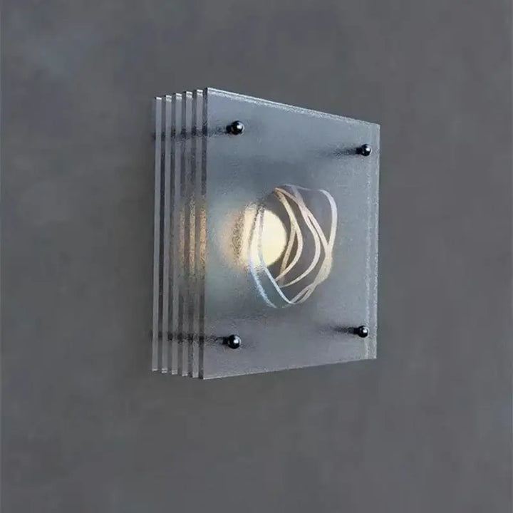 Applique design carrée en verre transparent beige élégante