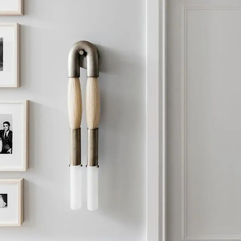 Applique murale design double tube LED en métal et tissu