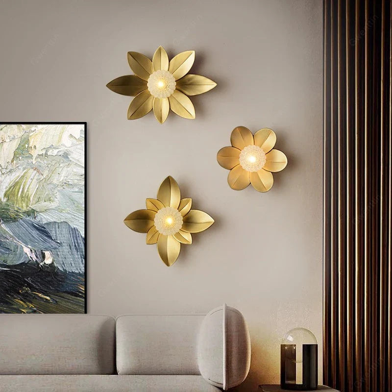 Applique murale design fleur dorée moderne chic