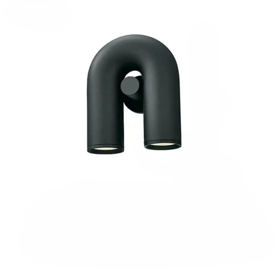Applique murale uzo jk-x1-01 finition mate noire en u avec deux fixations cylindriques 90-260v
