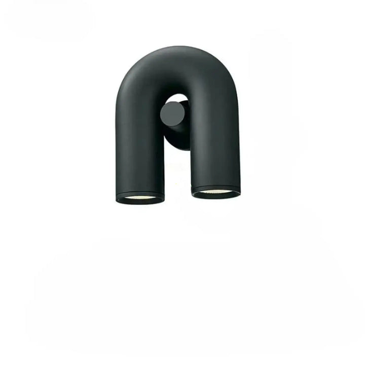 Applique murale uzo jk-x1-01 finition mate noire en u avec deux fixations cylindriques 90-260v