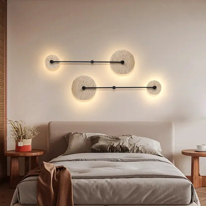 Applique murale design moderne en pierre et métal avec éclairage LED

