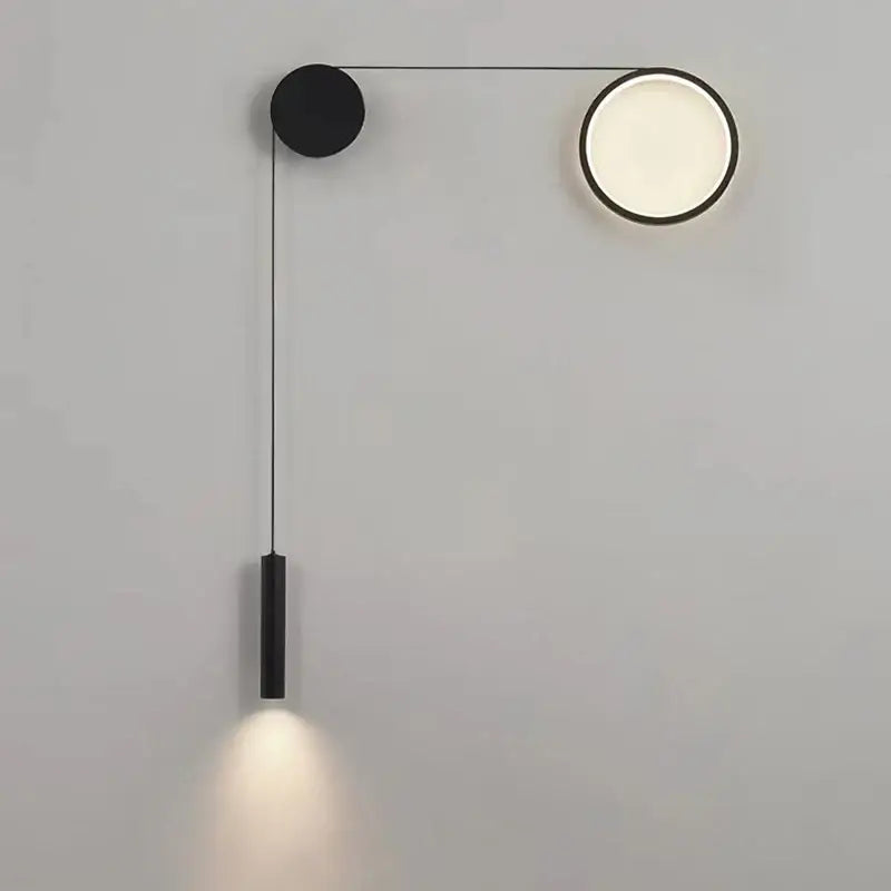 Applique Murale Design Noire Avec Éclairage Double Suspendu