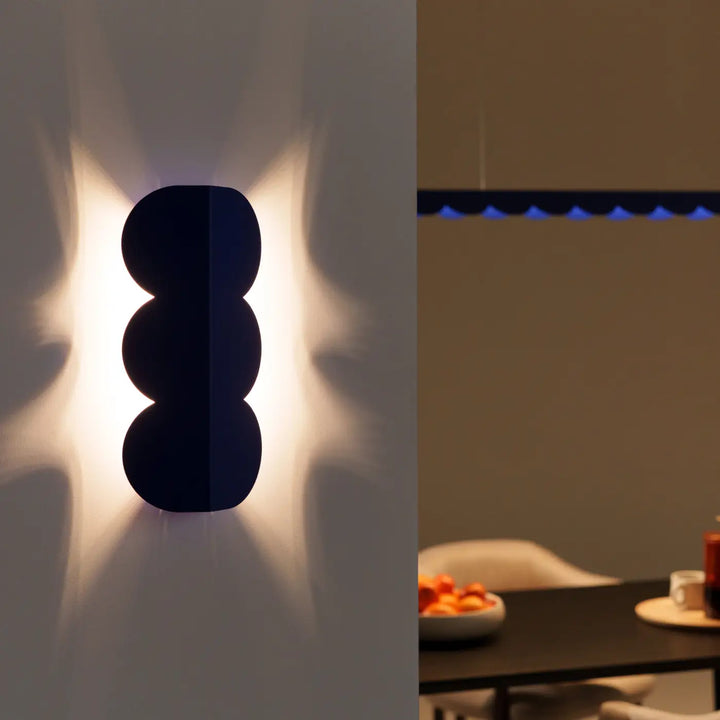 Applique murale biscuit outremer en forme ondulée caractéristique compose d’une lampe luminaires biscuit allient design moderne