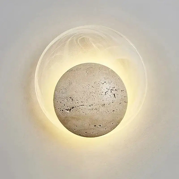 Applique murale design ronde en pierre avec éclairage led doux

