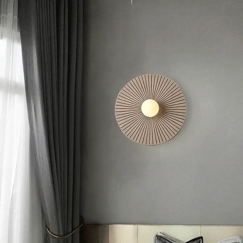 Applique Murale Design Soleil En Bois Et Verre Blanc

