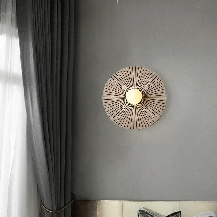 Applique Murale Design Soleil En Bois Et Verre Blanc

