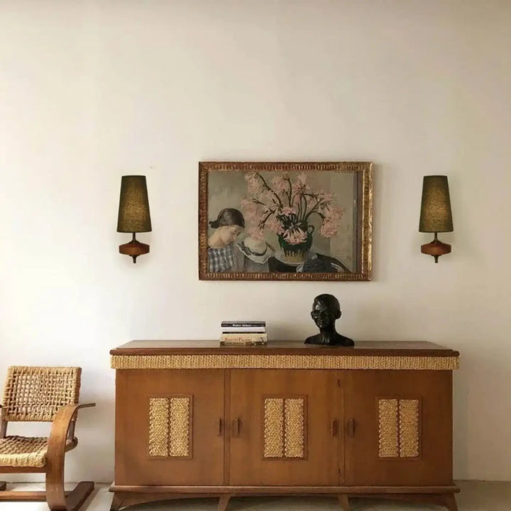 Applique murale design vintage avec motif bois élégant au style rétro
