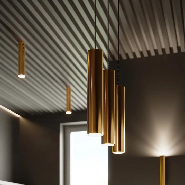 Applique murale lagos 2 or poli avec lampe suspendue lagos cylindrique en métal, idéal pour table à manger style moderne
