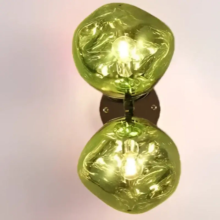 Applique Murale Double Globe En Verre Soufflé Coloré